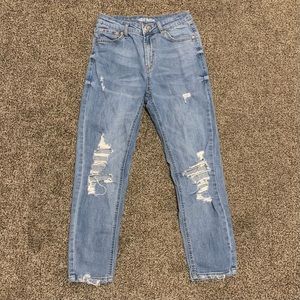White Fable High-Rise Distressed Mom Jeans - Size 0